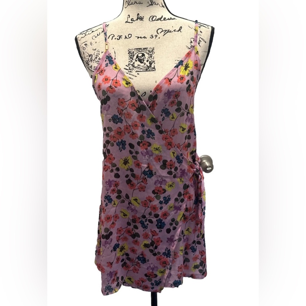 Miken Lavender Floral Swim Coverup with Multicolor Blooms